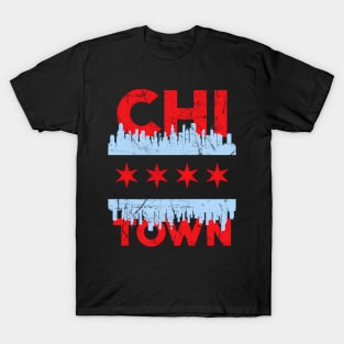 Chi Town Chicago Flag Skyline T-Shirt